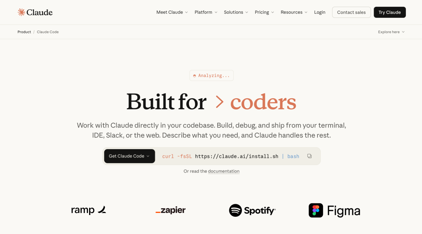 Claude Code homepage