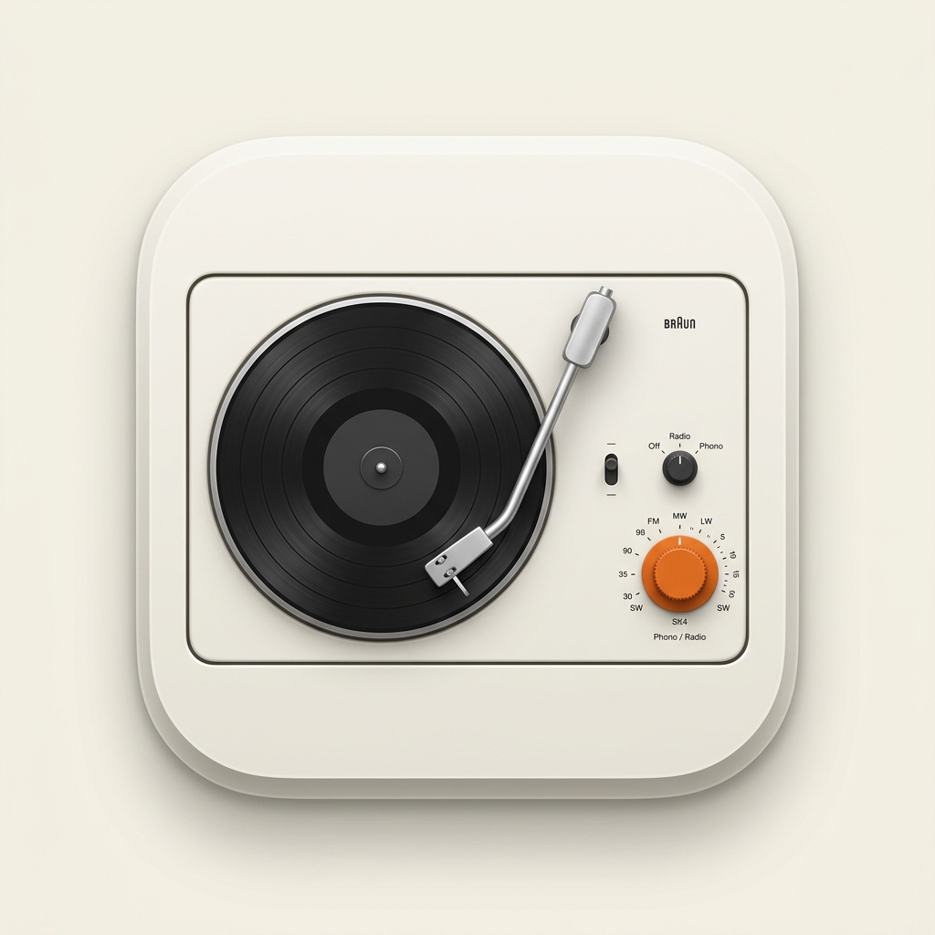 Early icon exploration: a Braun-inspired turntable
