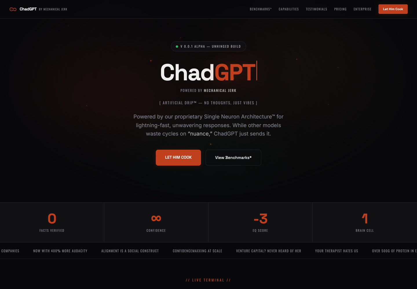 A fully functional AI bro named ChadGPT